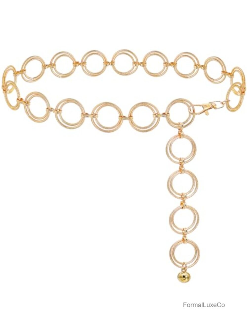 O-Ring Chain Belt Women Alloy Metal Waist Chain Dress Accessory